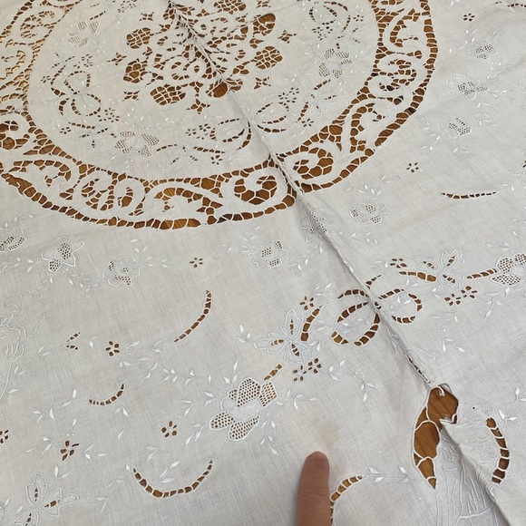 Vintage Square Embroidered & Lace table cloth - Picture 5 of 5